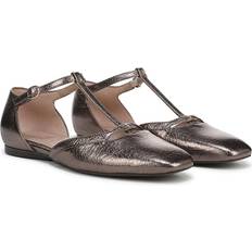 Purple - Women Ballerinas Naturalizer Caresse Mary Jane Flat Shoes - Pewter Leather