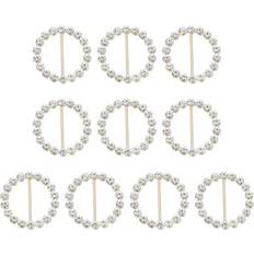 White - Women Brooches Uxcell Silk Scarf Ring Clip Rhinestone Ties - White