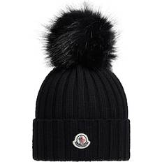 Beanies Moncler Pom Pom Bobble Hat Wool Beanie - Black