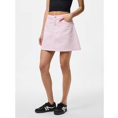 Pieces Kjolar Pieces Pcflora MW Ashape Denim Skirt D2D Dam Korta Kjolar - Pink-a-boo
