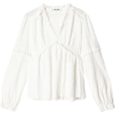NA-KD Structured Blouse with Long Sleeves & Ruffles - White