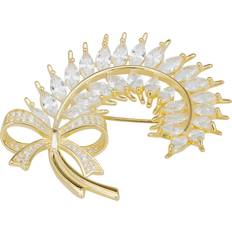 Transparent Brooches Latelita Tied Ribbon Laurel Leaf Brooch Gold