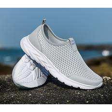 Trainers Temu Breathable Knit Casual Sneakers With Non-slip Pu Sole - Lace-up