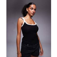 River Island Contrast Seam Detail Cami - Black