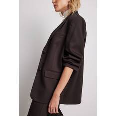 NA-KD Oversized Twill Blazer - Brown