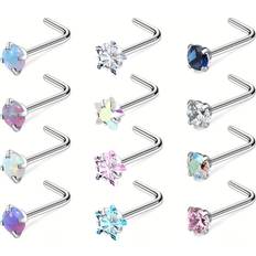 Piercingar Temu Hypoallergenic Nose Rings Stainless Steel L Shaped Screw - Cubic