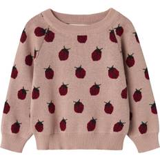Økologisk bomuld Striktrøjer Børnetøj Lil'Atelier Nmflulio Ls Knit Bluse Pink - Gammelrosa/Bordeaux/Sort