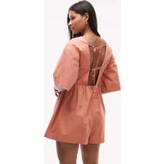 Topshop Deep V Playsuit - Orange