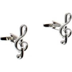 Silver Plated Cufflinks Zac's Alter Ego Treble Clef Musical Note Cufflinks - Gift Box