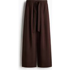 H&M Weite Hose Mit Bindegürtel - Dunkelbraun