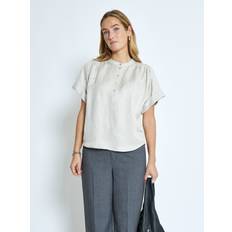 Minus Tøj Minus Bluse Kvinde Nomad Sand Melange Kortærmede - Sand