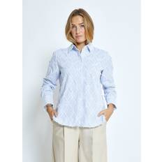 Minus Tøj Minus Msastra Oversize Shirt Kvinde Ice Blue Stripe - Lyseblå/Hvid
