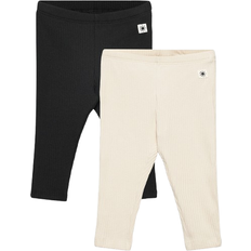 Lindex Ribbed Leggings 2-pack - Off-Black (8049091)