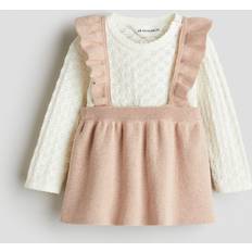 Other Sets H&M Baby Cotton Knit Top Skirt Set - Light Dusty Pink/White