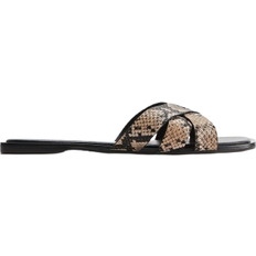 H&M Leather Sandals - Beige/Snakeskin