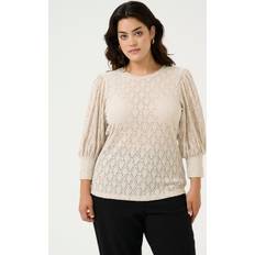 Bluser Kaffe Curve Kctia Lace Blouse Bluse Polyester Fjergrå - Beige