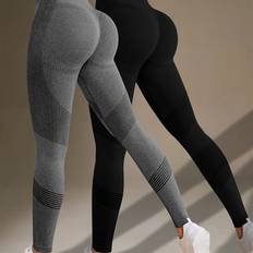 Yoga Leggings Temu Solid Yoga Sports Leggings High Stretch Tummy Control - Activewear