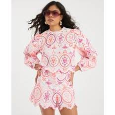 Blouses River Island Womens Long Sleeve Cutwork Detail Blouse - White