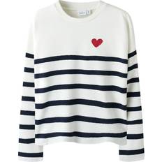 Viskose Striktrøjer Børnetøj Name It Nkfline Ls Knit Ps Noos - White