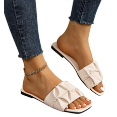 Shein Women's Fashion Plus Size Flat Slip-On Sandals with Gathered Toe, Round Toe, Valentine's Day