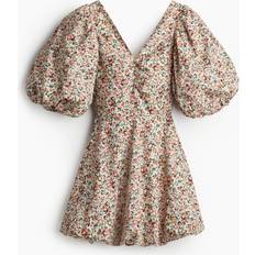 H&M Floral Tie-Back Puffy Dress - Light Pink