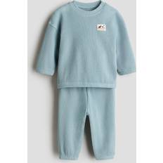 H&M Turkos 2-Delat Våfflad Bomull Set -