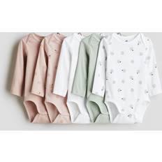 Pink Bodysuits H&M Long Sleeved Bodysuit 5-Pack - Pink/Apples