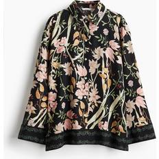 XXS Shirts H&M Floral Linen Blend Shirt - Black