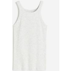 H&M Ladies Light Grey Marl Ribbed Vest Top