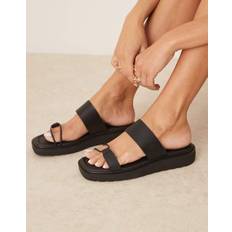 Plateau Badesandaler Calvin Klein Jeans Pantoletter Sliders Med Dobbelte Remme - Sort