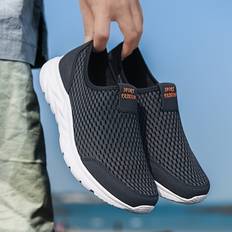 Men Trainers Temu Men's Breathable Mesh Slip-On Sneakers - Lightweight Eva Sole