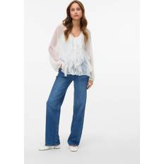Vero Moda Bluse VmOakley LS Ruffle Top Wvn Exp - Hvid