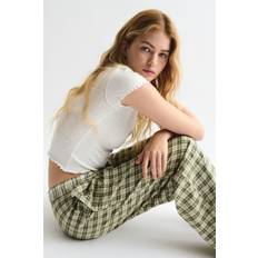 Green Sleepwear H&M Ladies Checked Pyjama Bottoms - Light Khaki Green