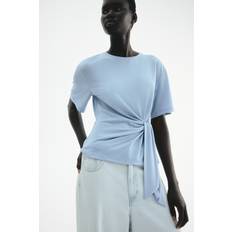 H&M Ladies Tie Detail Top - Light Dusty Blue