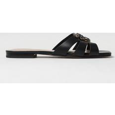 Læder Slides Sandal Med Logo - Sort