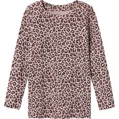 Økologisk bomuld Overdele Name It Burnished Lilac Nmfleoana Xsl Ls Top - Lilla/Sort/Hvid