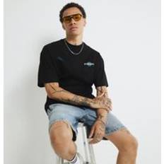 Men T-shirts River Island Black Oversized Fit Positano Lemon T-Shirt