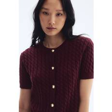 H&M Burgundy Cable-Knit Cardigan - Ladies