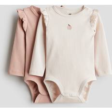 Pink Bodysuits H&M Baby Long Sleeved Bodysuit - Light Pink
