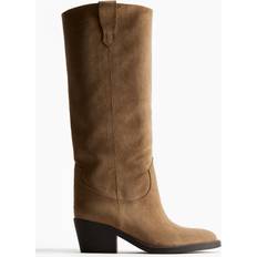 Beige High Boots H&M Knee-High Cowboy Boots - Beige
