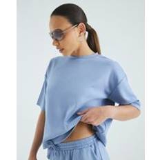M T-shirts River Island Premium Short Sleeve Boxy T-Shirt - Blue