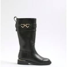Boots River Island Girls Black Heart Snaffle Knee High Boots