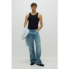 H&M Slim Fit Ribbed Vest Top - Navy Blue