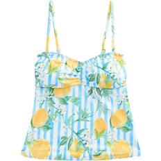 Blå Tankinier NEXT White/Blue Stripe Lemon Print Bandeau Tankini Top