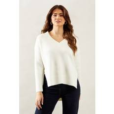 Clothing Wallis Womens Side Split Long Sleeve Knit Ivory - White