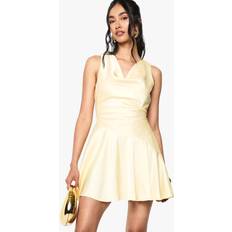 Clothing boohoo Womens Satin Dropped Waist Mini Dress - Yellow