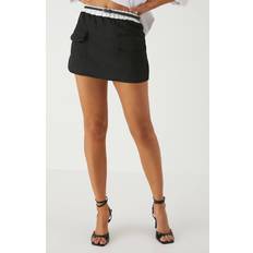 Skirts Misspap Contrast Waistband Belted Mini Skirt - Black