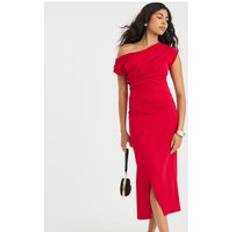 Midi Dresses - Red River Island Womens Red Scuba Short Sleeve Midi Dress - Red