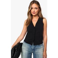 Vests boohoo Bengaline V Neck Waistcoat - Black