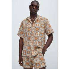 Fashion Nova Shirts Fashion Nova Crochet Print Shirt - Natural/Combo